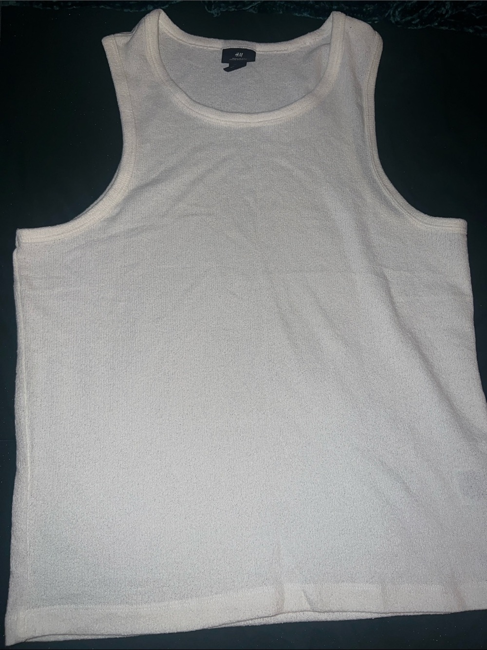 H&M Men's Cream Textured Summer Tank